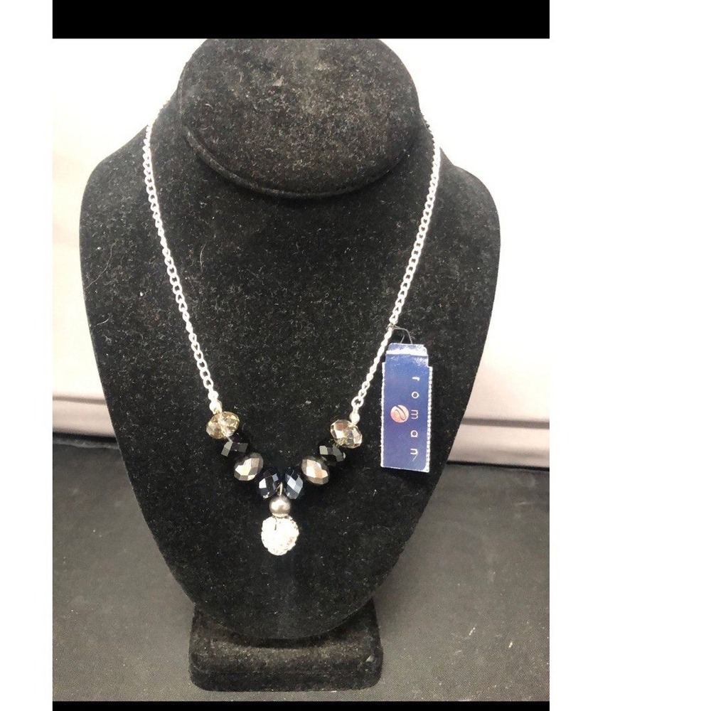 NWT Roman Silver Chain Necklace with Pendant and Beads